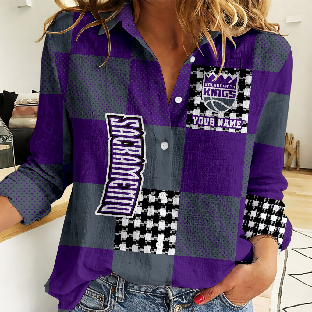 LIMITED EDITION - NEW CUSTOMIZED NBA16 SKI SACRAMENTO KINGS WOMEN CASUAL SHIRT FOR FAN