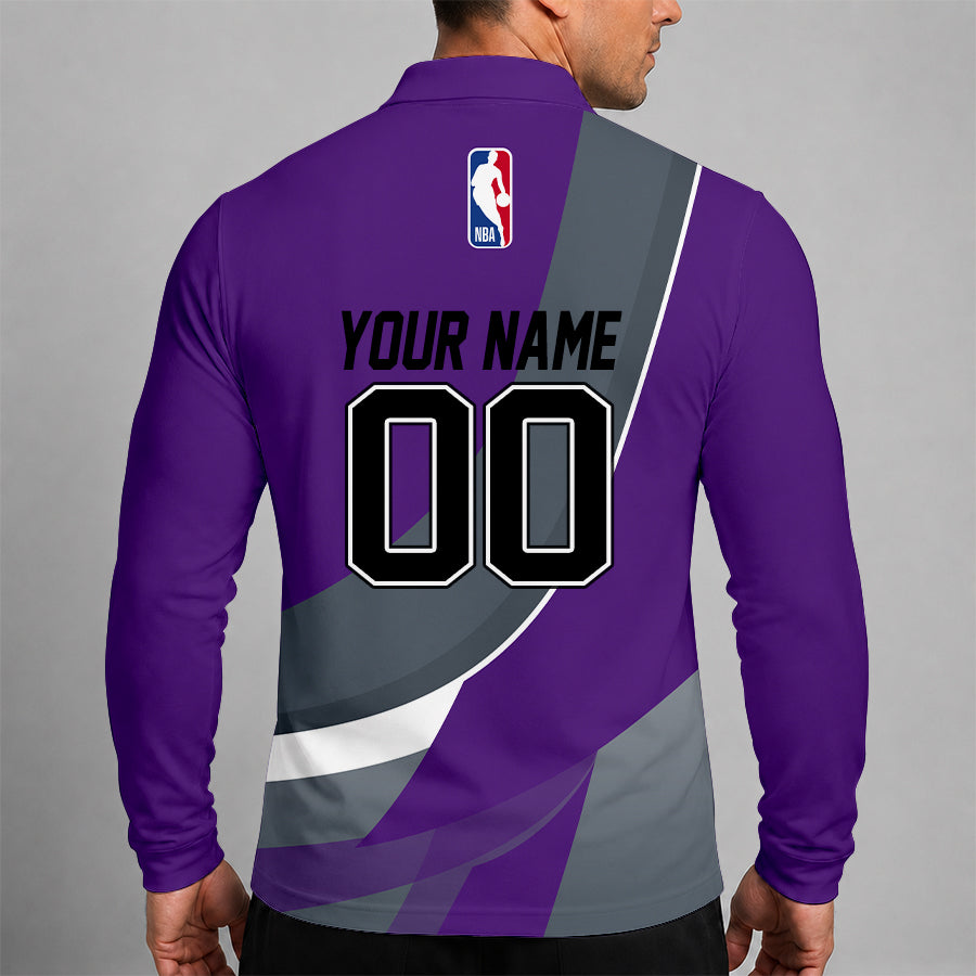 [HOT DEAL] NEW CUSTOMIZED NBA16 SKI SACRAMENTO KINGS MEN LONG SLEEVE POLO