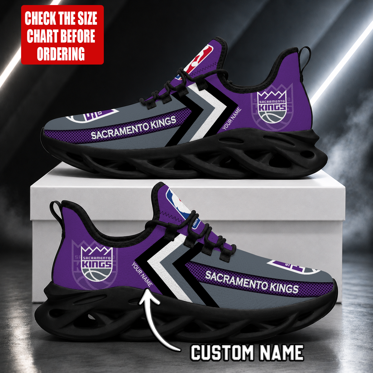 FINAL SALE - NEW CUSTOMIZED NBA16 SKI SACRAMENTO KINGS MAX SOUL SHOES