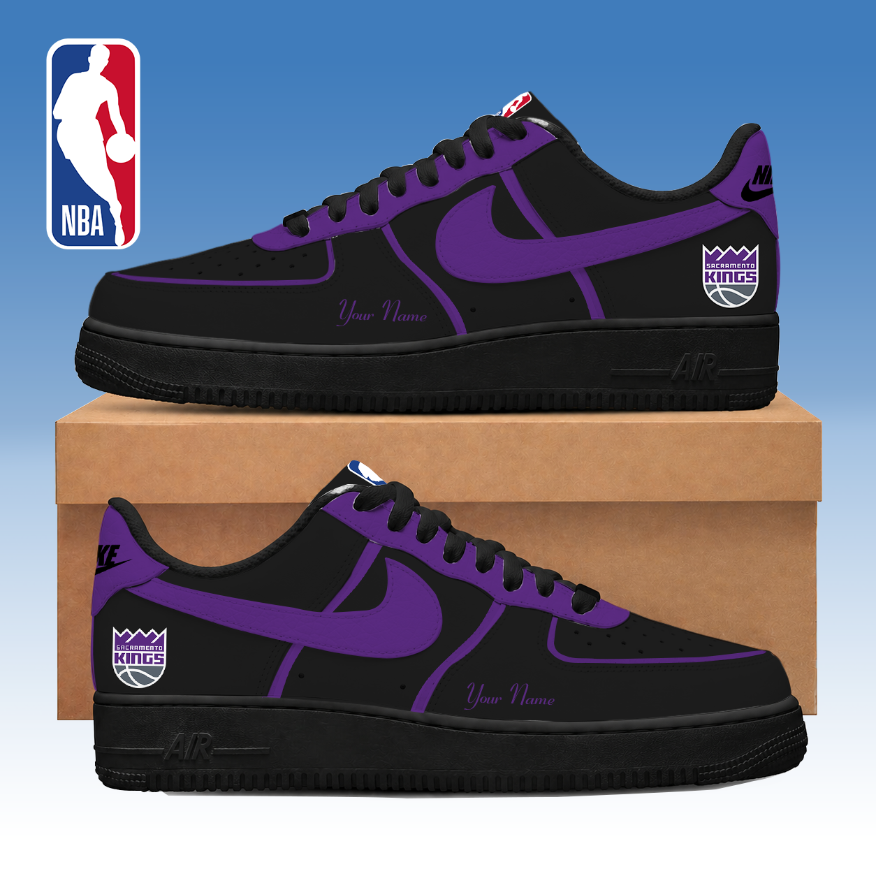 LIMITED EDITION - NEW CUSTOMIZED NBA16 SKI SACRAMENTO KINGS AF1 SNEAKERS