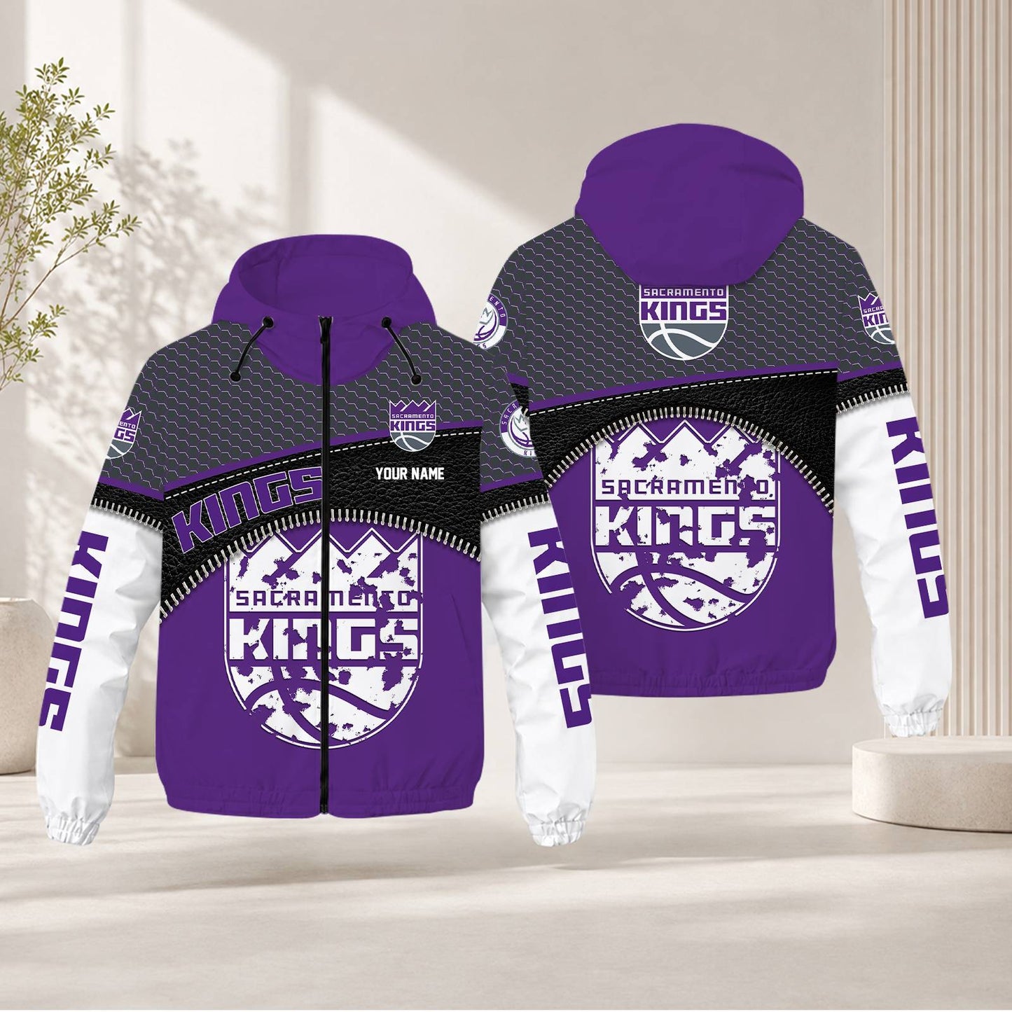 LIMITED EDITION - NEW CUSTOMIZED NBA16 SKI SACRAMENTO KINGS WINDBREAKER JACKET