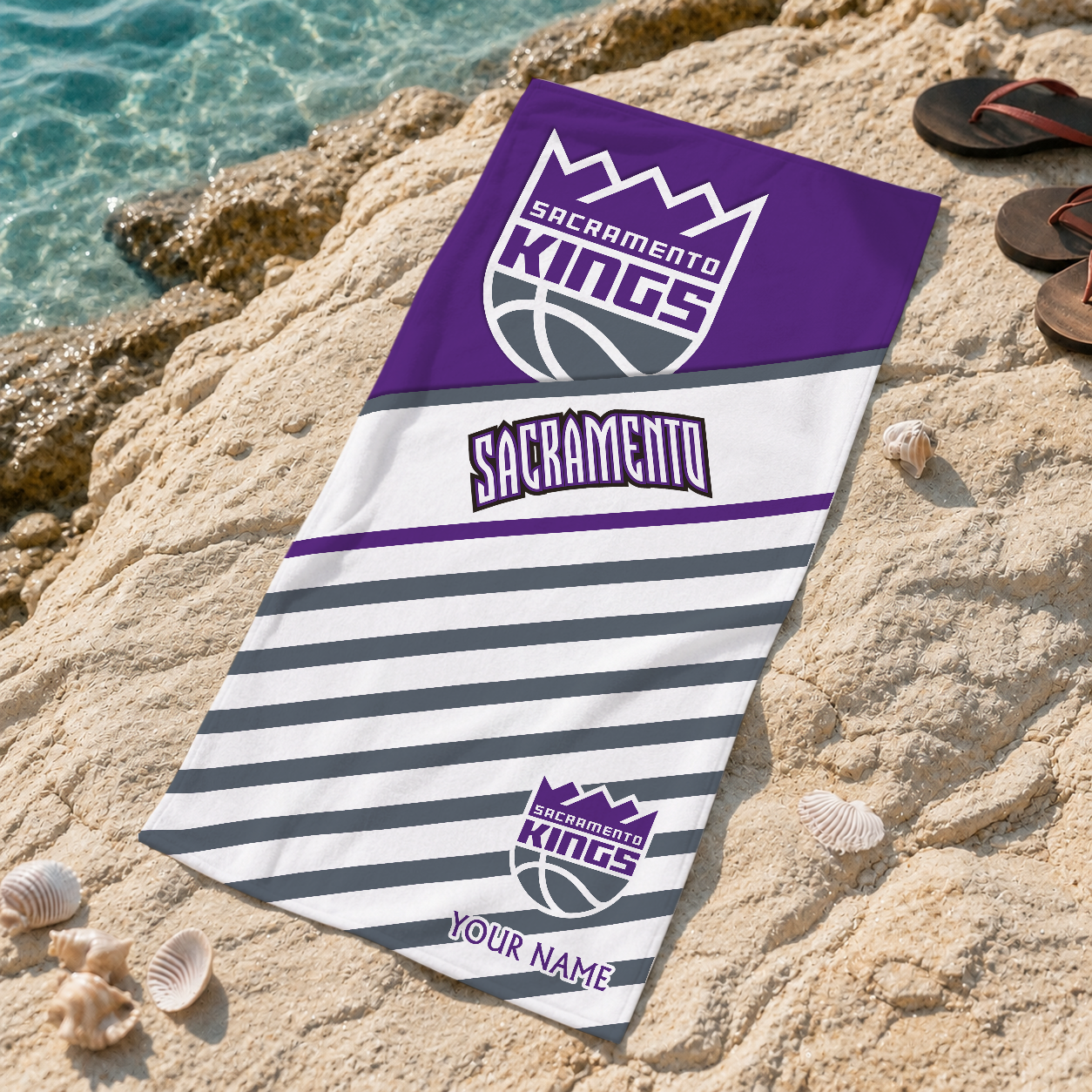 LIMITED EDITION - NEW CUSTOMIZED NBA16 SKI SACRAMENTO KINGS BEACH TOWEL FOR FAN