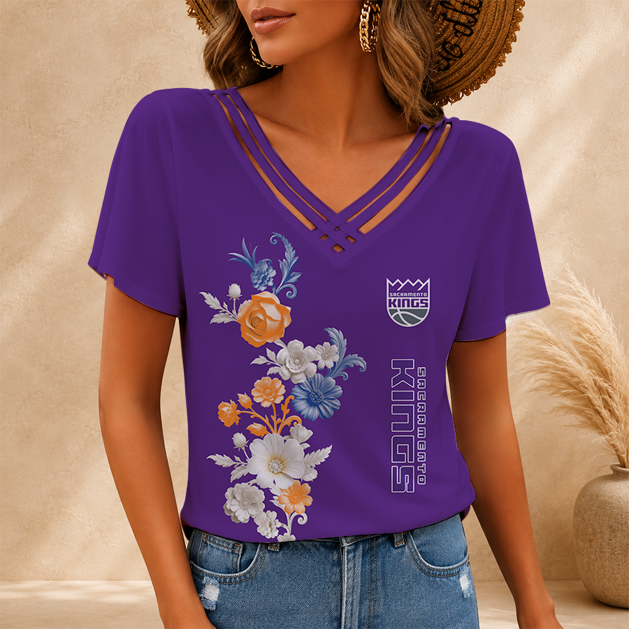 [HOT DEAL] NEW CUSTOMIZED NBA16 SKI SACRAMENTO KINGS V-NECK SHIRT