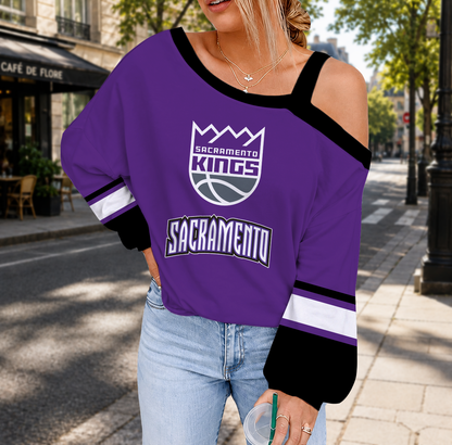 LIMITED EDITION - NEW CUSTOMIZED NBA16 SKI SACRAMENTO KINGS DROP SHOULDER SWEATSHIRT