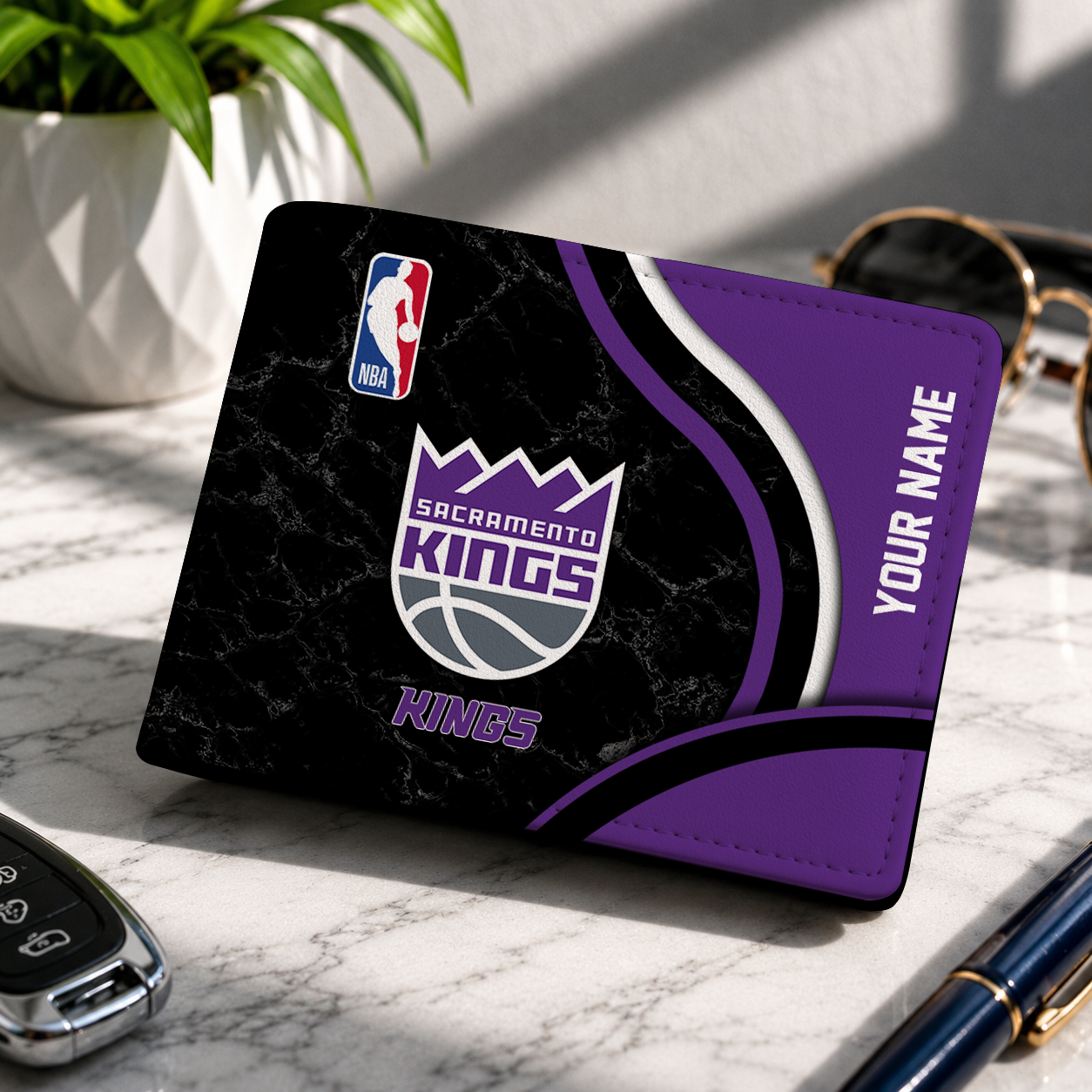 VIRAL EDITION - NEW CUSTOMIZED NBA16 SKI SACRAMENTO KINGS LEATHER WALLET