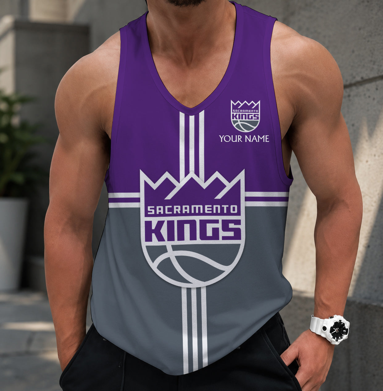 LIMITED EDITION - NEW CUSTOMIZED NBA16 SKI SACRAMENTO KINGS MEN'S TANK TOP