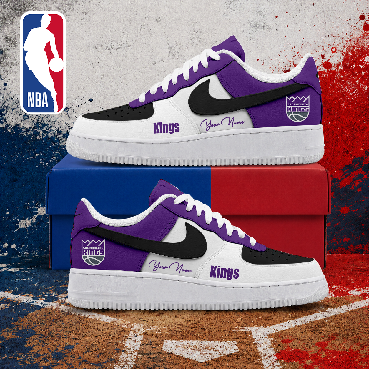 MEGA SALE - NEW CUSTOMIZED NBA16 SKI SACRAMENTO KINGS AF1 SNEAKERS