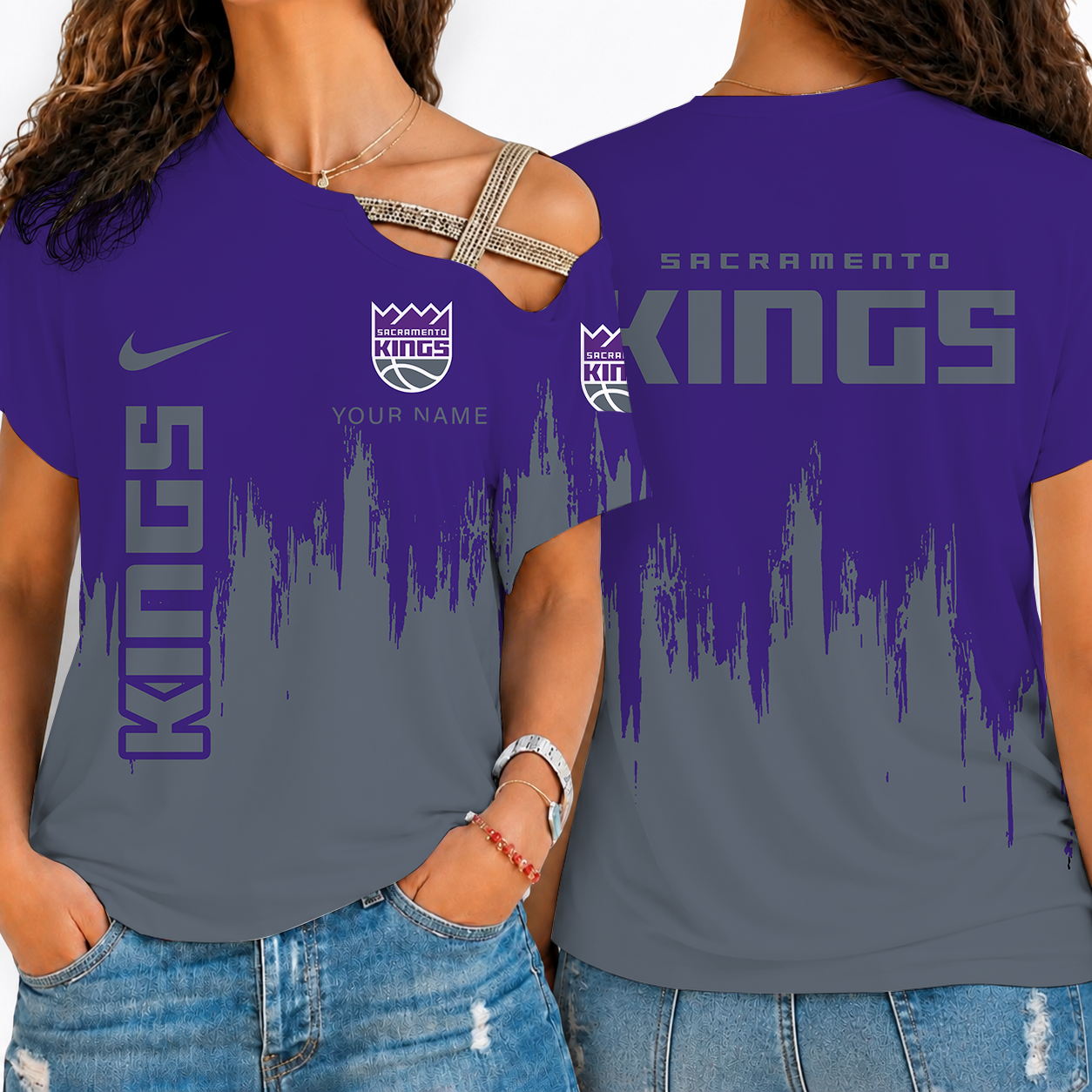 [HOT DEAL] NEW CUSTOMIZED NBA16 SKI SACRAMENTO KINGS SHOULDER SHIRT
