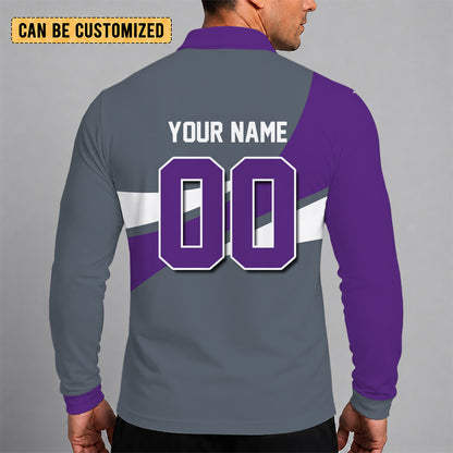 [HOT DEAL] NEW CUSTOMIZED NBA16 SKI SACRAMENTO KINGS MEN LONG SLEEVE POLO