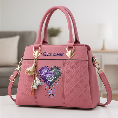 LIMITED EDITION - NEW CUSTOMIZED NBA16 SKI SACRAMENTO KINGS ZIP HANDBAG MULTICOLOR