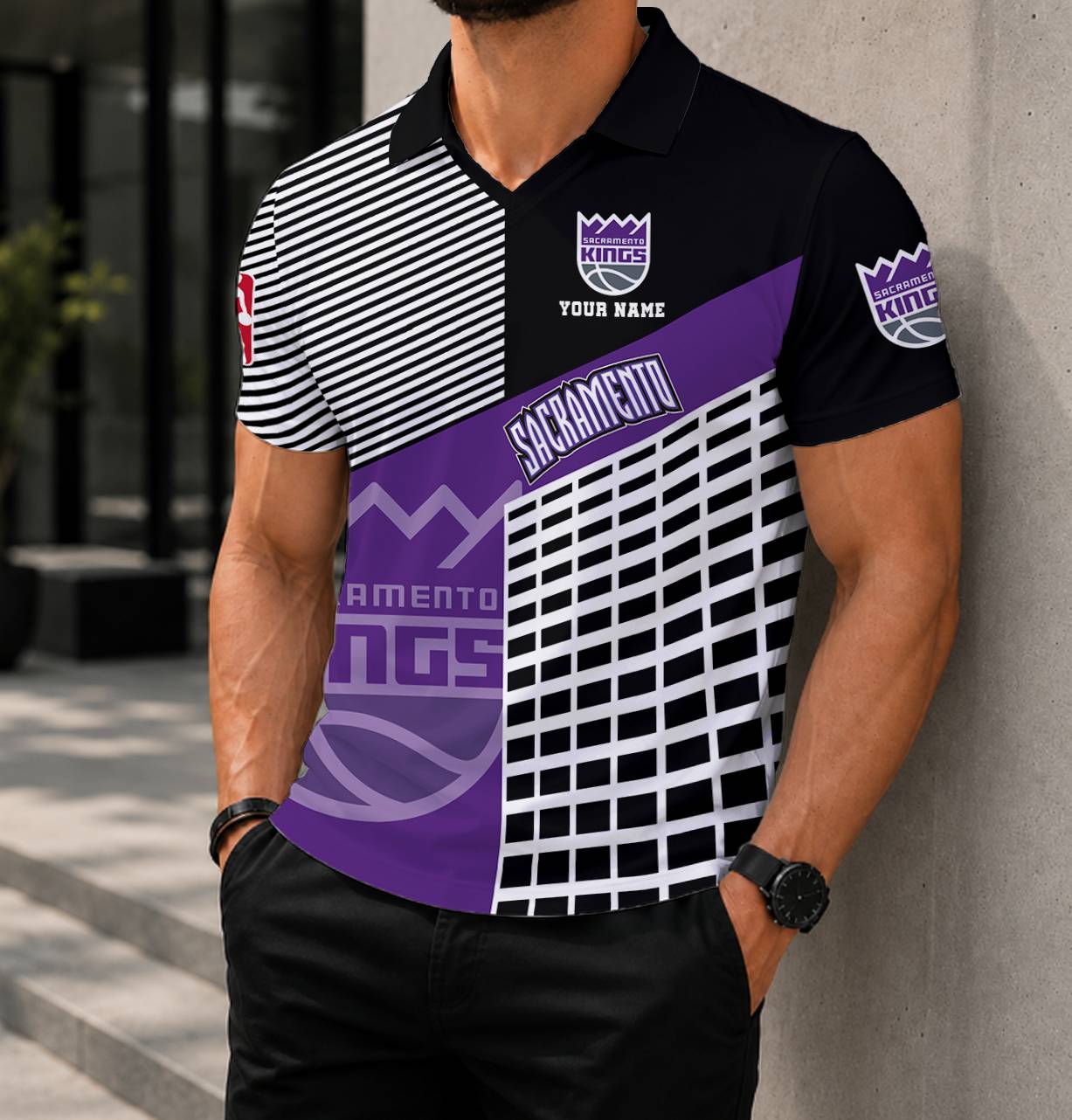 LIMITED EDITION - NEW CUSTOMIZED NBA16 SKI SACRAMENTO KINGS POLO SHIRT