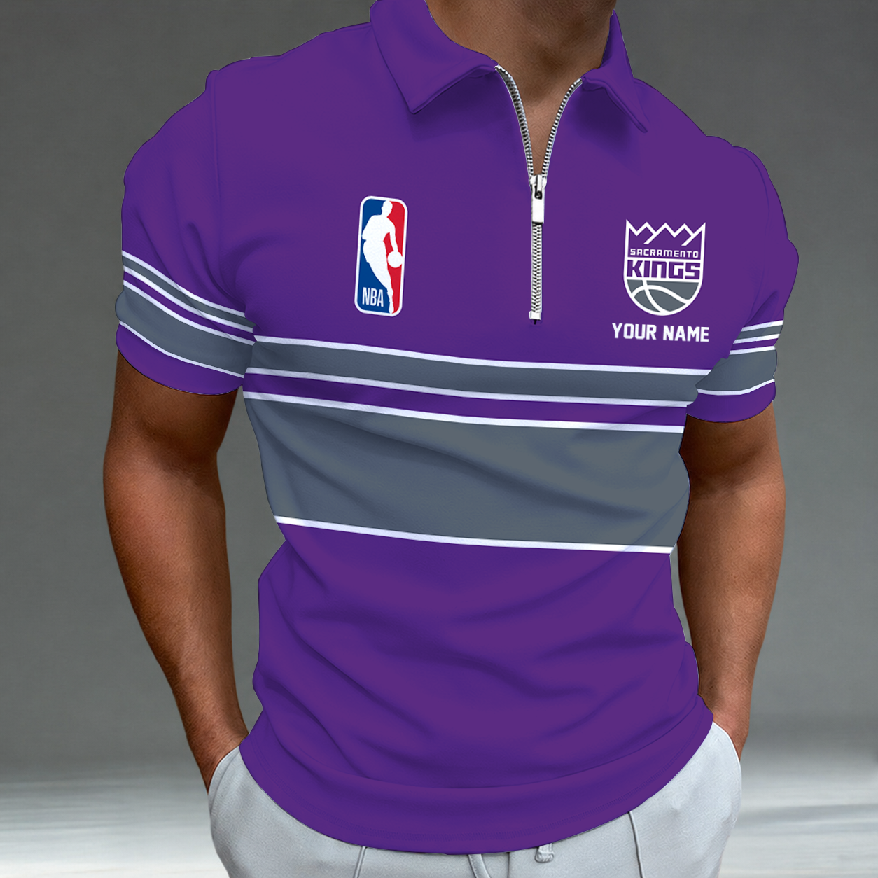 [HOT DEAL] NEW CUSTOMIZED NBA16 SKI SACRAMENTO KINGS ZIP POLO SHIRT