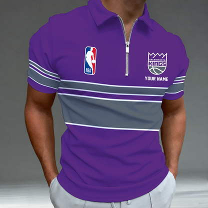 [HOT DEAL] NEW CUSTOMIZED NBA16 SKI SACRAMENTO KINGS ZIP POLO SHIRT