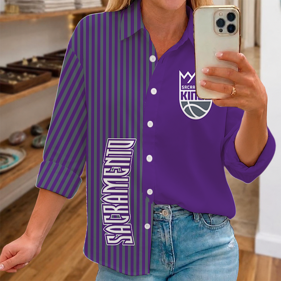 LIMITED EDITION - NEW CUSTOMIZED NBA16 SKI SACRAMENTO KINGS WOMEN CASUAL SHIRT FOR FAN