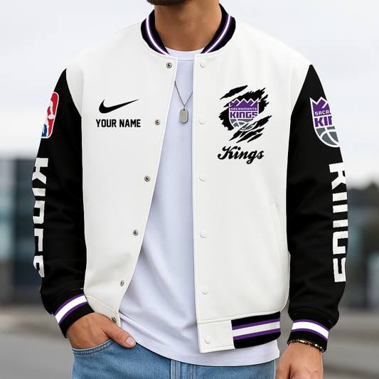 LIMITED EDITION - NEW CUSTOMIZED NBA16 SKI SC KINGS BASEBALL JACKET, SATIN VARSITY JACKET