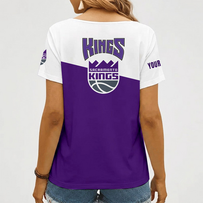 [HOT DEAL] NEW CUSTOMIZED NBA16 SKI SACRAMENTO KINGS V-NECK FEMALE SHIRT