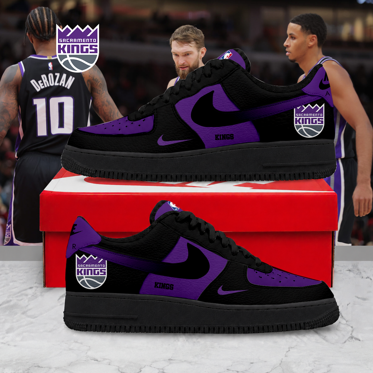 LIMITED EDITION - NEW CUSTOMIZED NBA16 SKI SACRAMENTO KINGS AF1 SNEAKERS