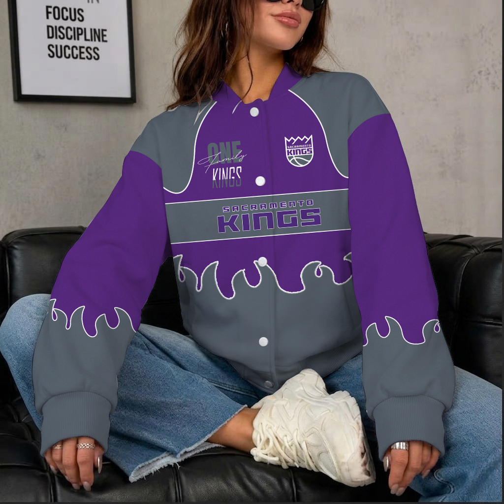 LIMITED EDITION - NEW CUSTOMIZED NBA16 SKI SACRAMENTO KINGS BASEBALL JACKET, SATIN VARSITY JACKET