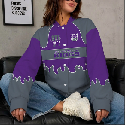 LIMITED EDITION - NEW CUSTOMIZED NBA16 SKI SACRAMENTO KINGS BASEBALL JACKET, SATIN VARSITY JACKET