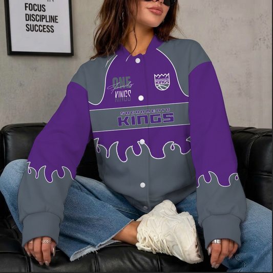 LIMITED EDITION - NEW CUSTOMIZED NBA16 SKI SACRAMENTO KINGS BASEBALL JACKET, SATIN VARSITY JACKET