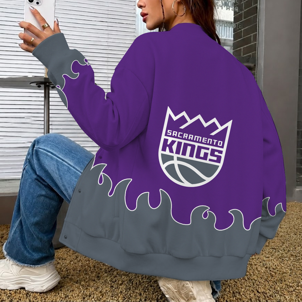 LIMITED EDITION - NEW CUSTOMIZED NBA16 SKI SACRAMENTO KINGS BASEBALL JACKET, SATIN VARSITY JACKET