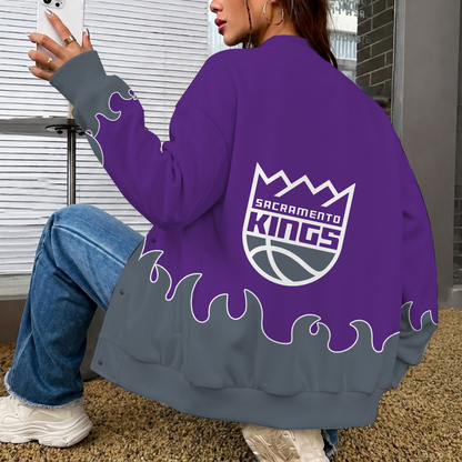 LIMITED EDITION - NEW CUSTOMIZED NBA16 SKI SACRAMENTO KINGS BASEBALL JACKET, SATIN VARSITY JACKET