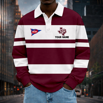 LIMITED EDITION - NEW CUSTOMIZED NCAA FBS16 TAA TEXAS A&M AGGIES UNISEX LONG SLEEVE POLO