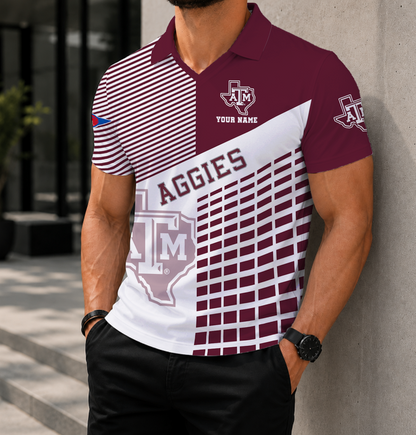 VIRAL EDITION - NEW CUSTOMIZED NCAA FBS16 TAA TEXAS A&M AGGIES POLO SHIRT
