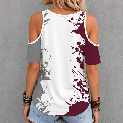 [FAN FAVORITE] NEW CUSTOMIZED NCAA FBS16 TAA TEXAS A&M AGGIES CRISS CROSS V-NECK TOP