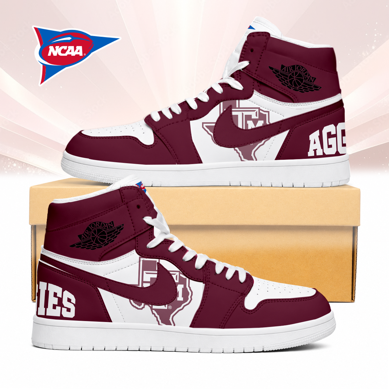 LIMITED EDITION - NEW CUSTOMIZED NCAA FBS16 TAA TEXAS A&M AGGIES AIR JORDAN SNEAKERS