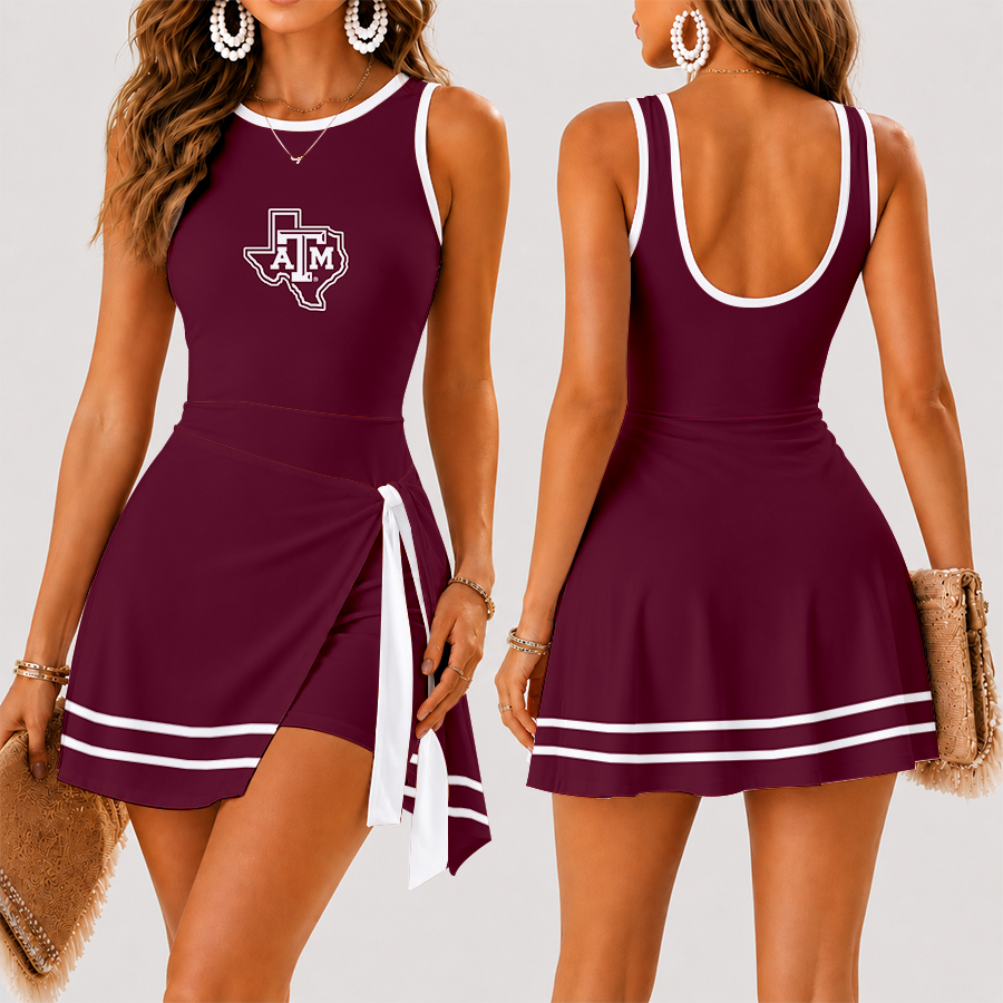 [FAN FAVORITE] NEW CUSTOMIZED NCAA FBS16 TAA TEXAS A&M AGGIES WOMEN'S SUMMER SKORT DRESS