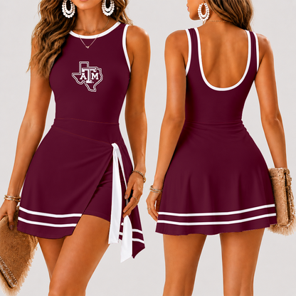 [FAN FAVORITE] NEW CUSTOMIZED NCAA FBS16 TAA TEXAS A&M AGGIES WOMEN'S SUMMER SKORT DRESS