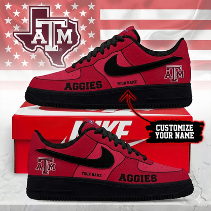ELITE EDITION - NEW CUSTOMIZED NCAA FBS16 TAA TEXAS A&M AGGIES AF1 SHOES