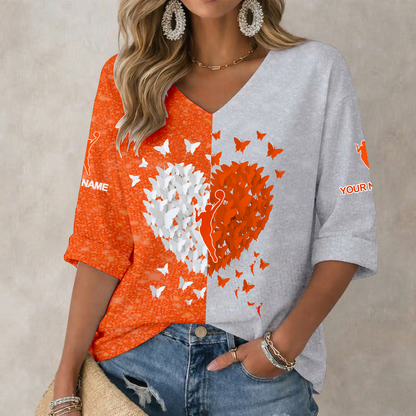 LIMITED EDITION - NEW CUSTOMIZED WNBA16 WOMEN'S NATIONAL BASKETBALL ASSOCIATION  WOMEN'S HEART V-NECK LONG SLEEVE SHIRT