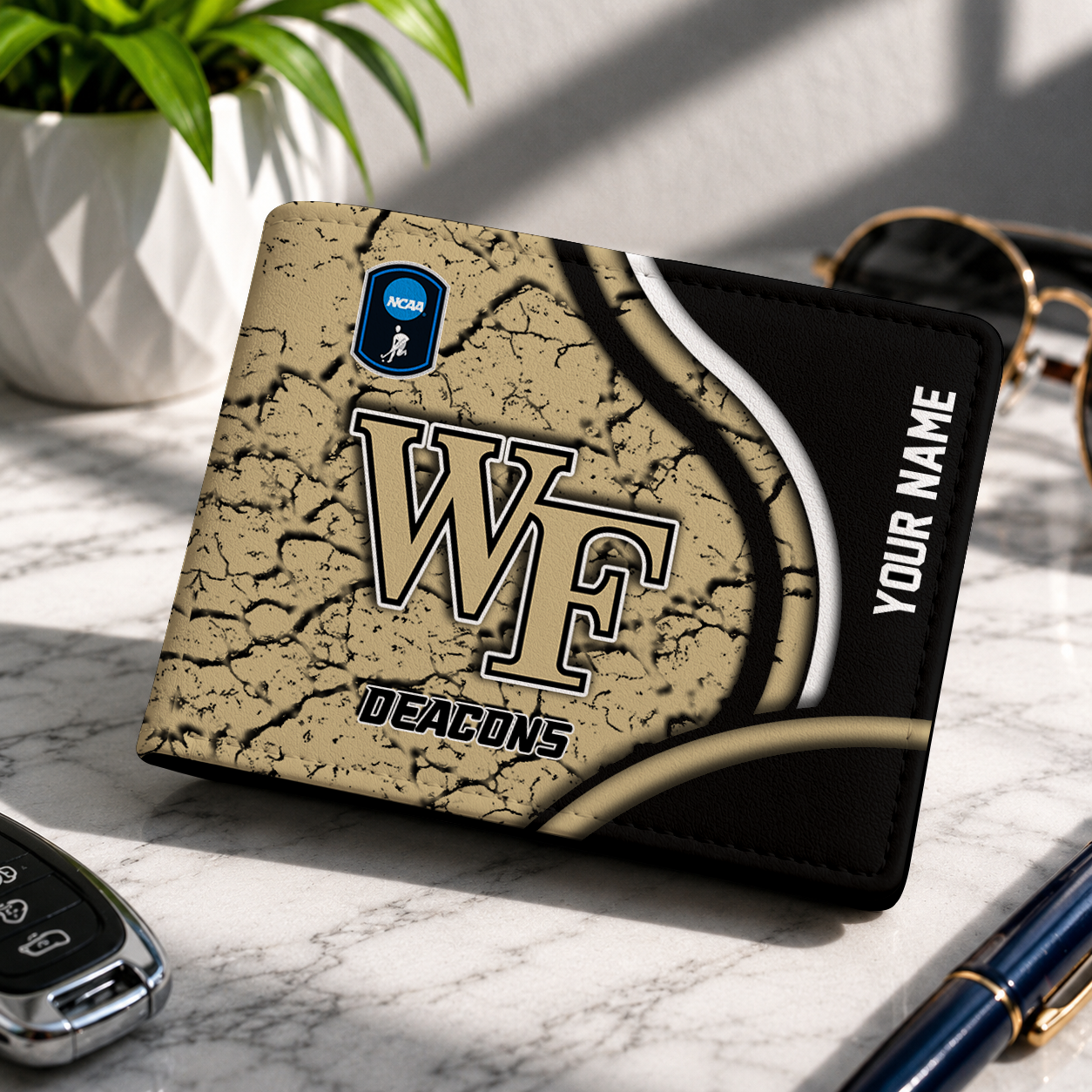 VIRAL EDITION - NEW CUSTOMIZED NCAA CFH16 WFD WAKE FOREST DEMON DEACONS LEATHER WALLET