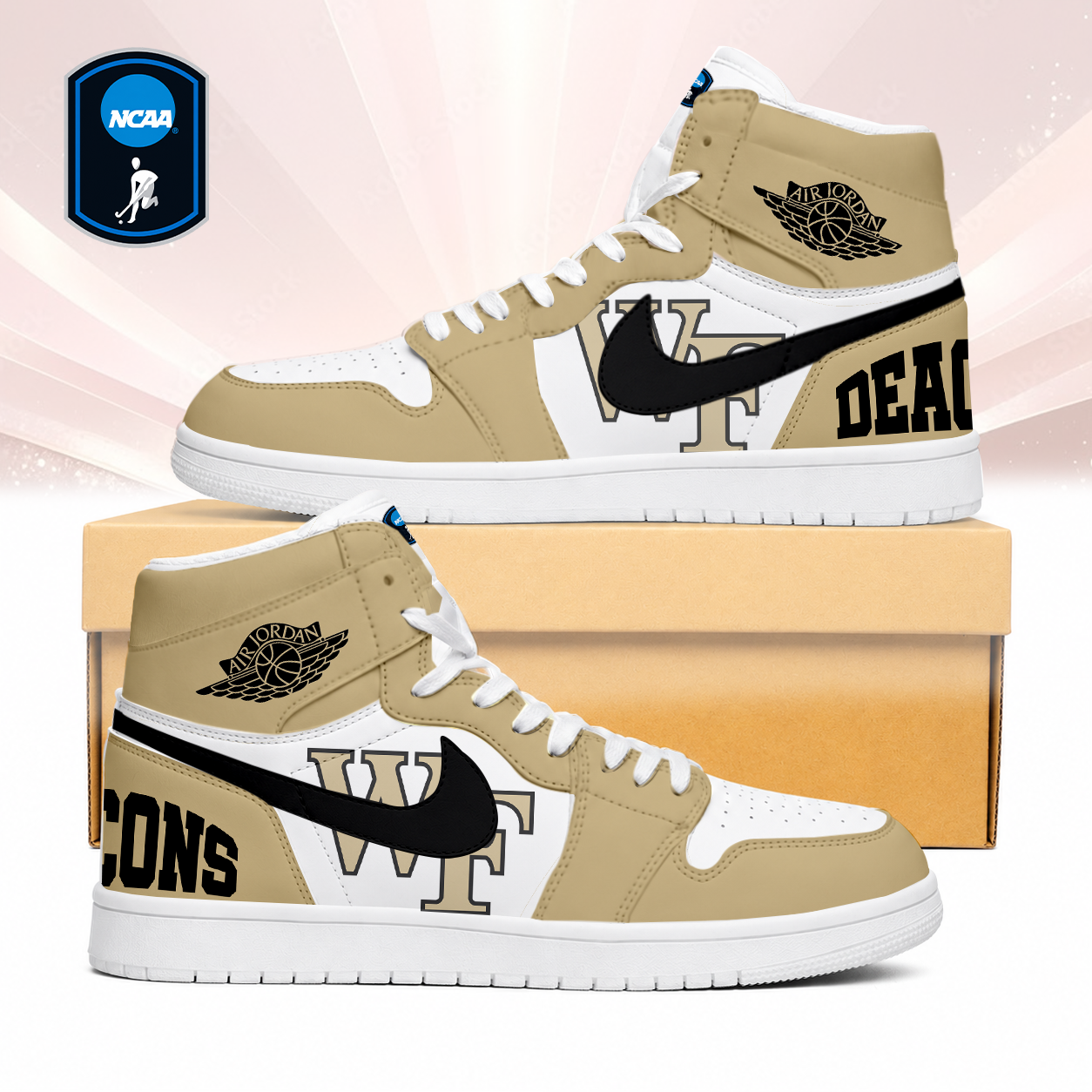 LIMITED EDITION - NEW CUSTOMIZED NCAA CFH16 WFD WAKE FOREST DEMON DEACONS AIR JORDAN SNEAKERS