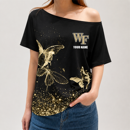 [FAN FAVORITE] NEW CUSTOMIZED NCAA CFH16 WFD WAKE FOREST DEMON DEACONS OFF-SHOULDER SHIRT