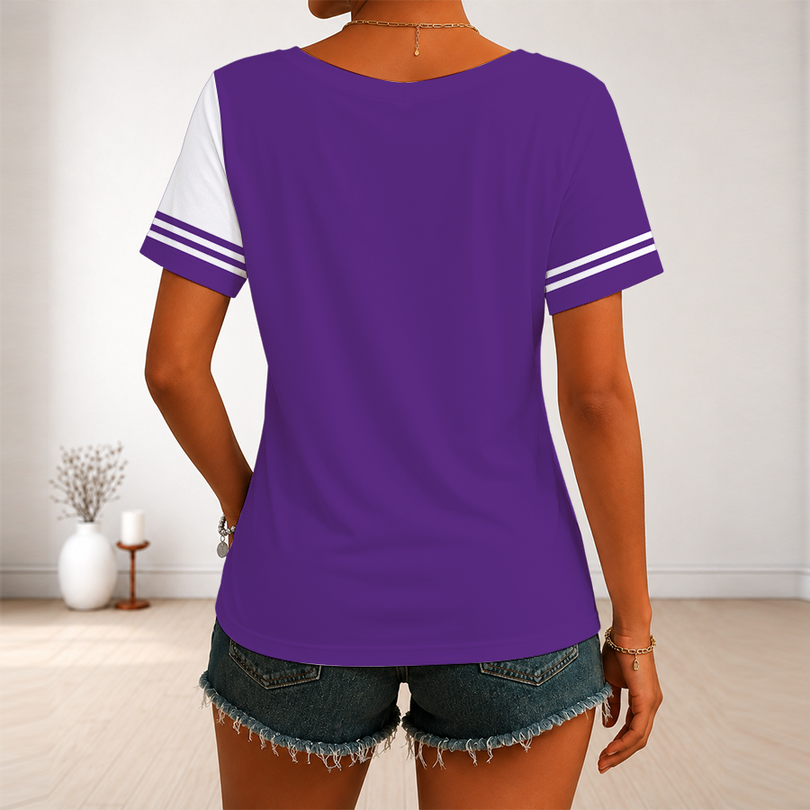 LIMITED EDITION - NEW CUSTOMIZED NBA16 SKI SACRAMENTO KINGS V-NECK FEMALE SHIRT