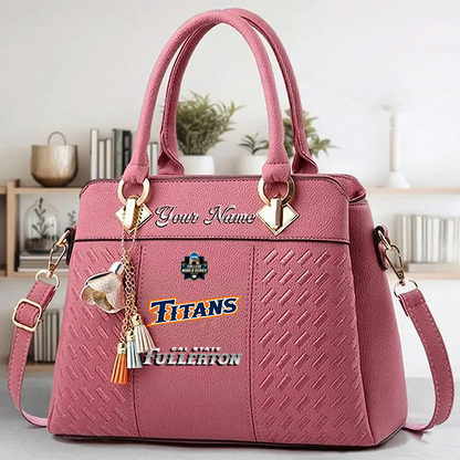 LIMITED EDITION - NEW CUSTOMIZED NCAA CWS16 CFT CAL STATE FULLERTON TITANS ZIP HANDBAG MULTICOLOR
