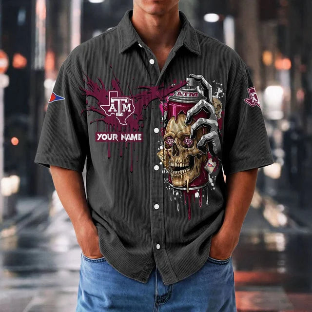MEGA SALE - NEW CUSTOMIZED NCAA FBS16 TAA TX A&M AGGIES SEERSUCKER BUTTON SHIRT
