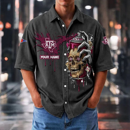 MEGA SALE - NEW CUSTOMIZED NCAA FBS16 TAA TX A&M AGGIES SEERSUCKER BUTTON SHIRT