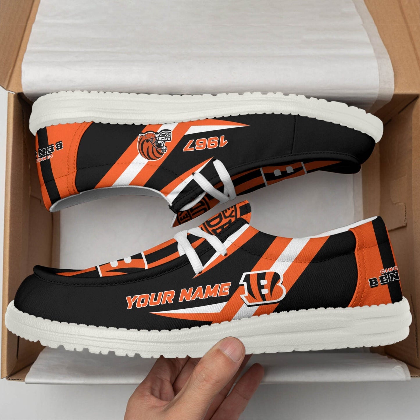 [SPECIAL OFFER] NEW CUSTOMIZED NFL16 CCB CINCINNATI BENGALS LOAFER SHOES