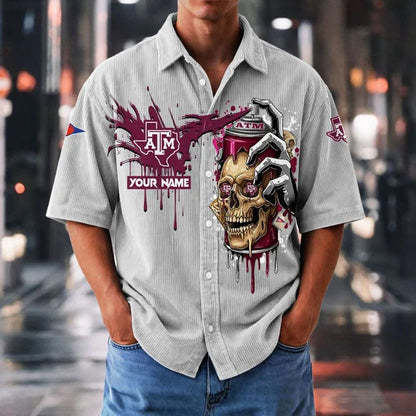 MEGA SALE - NEW CUSTOMIZED NCAA FBS16 TAA TX A&M AGGIES SEERSUCKER BUTTON SHIRT