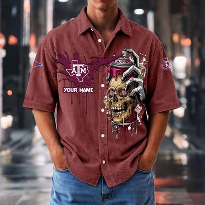 MEGA SALE - NEW CUSTOMIZED NCAA FBS16 TAA TX A&M AGGIES SEERSUCKER BUTTON SHIRT