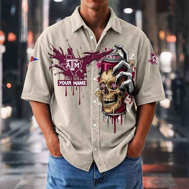 MEGA SALE - NEW CUSTOMIZED NCAA FBS16 TAA TX A&M AGGIES SEERSUCKER BUTTON SHIRT