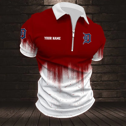 [FLASH SALE] NEW CUSTOMIZED MLB16 DTS DETROIT TIGERS ZIP POLO SHIRT