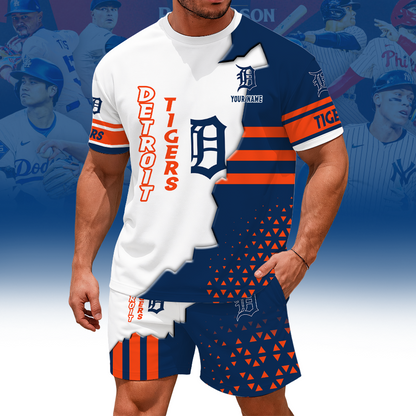 LIMITED EDITION - NEW CUSTOMIZED MLB16 DTS DETROIT TIGERS UNISEX T-SHIRT & SHORTS SET