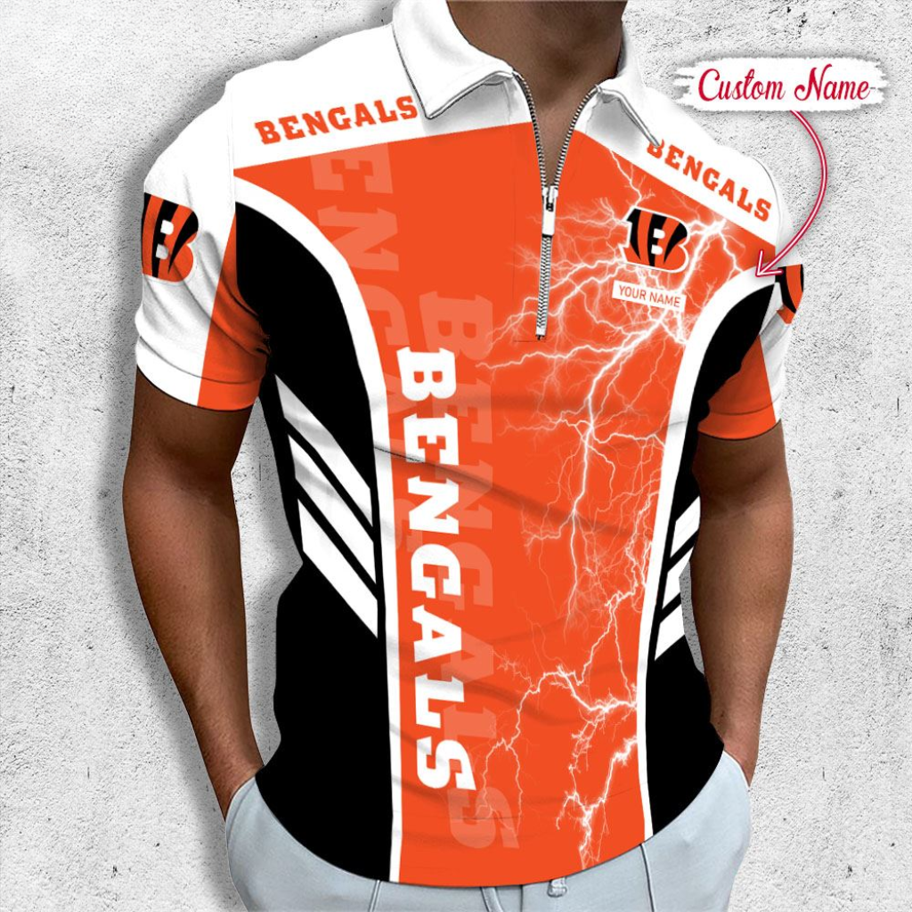 LIMITED EDITION - NEW CUSTOMIZED NFL16 CCB CINCINNATI BENGALS ZIP POLO SHIRT