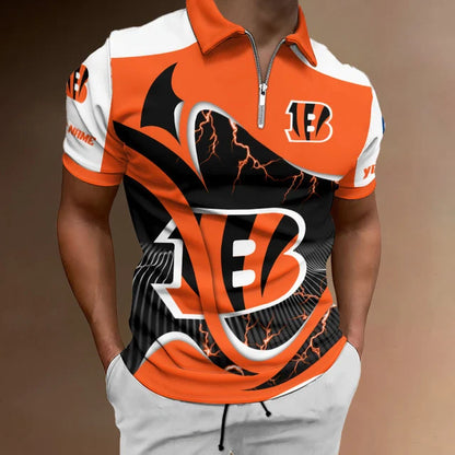 LIMITED EDITION - NEW CUSTOMIZED NFL16 CCB CINCINNATI BENGALS ZIP POLO SHIRT