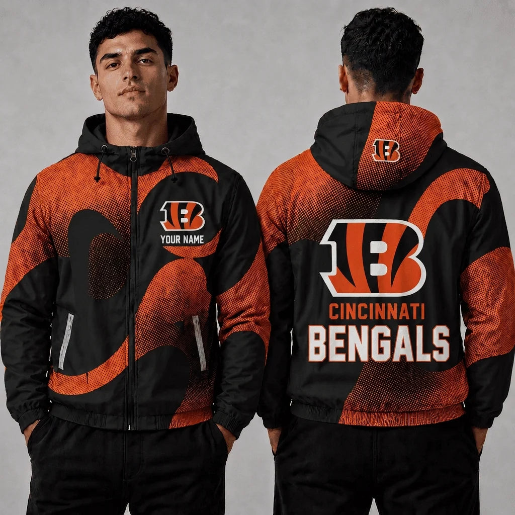 [SPECIAL OFFER] NEW CUSTOMIZED NFL16 CCB CINCINNATI BENGALS WINDBREAKER JACKET